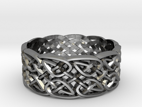 Two-Leaf Celtic Knot Ring in Polished Silver: 7.25 / 54.625
