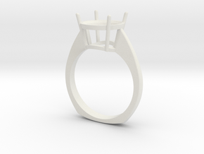 simple solitaire ring with one gemstone  in White Natural Versatile Plastic