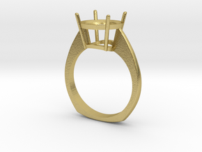 simple solitaire ring with one gemstone  in Natural Brass