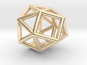 0779 J22 Gyroelongated Triangular Cupola #1 in 14k Gold Plated Brass