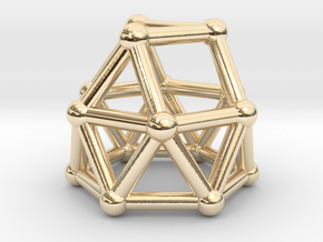 0780 J22 Gyroelongated Triangular Cupola #2 in 14k Gold Plated Brass