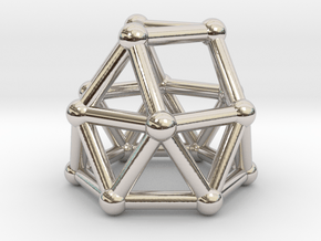 0780 J22 Gyroelongated Triangular Cupola #2 in Rhodium Plated Brass
