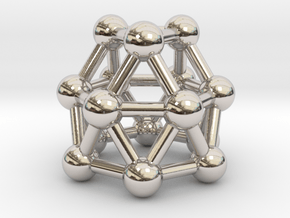 0781 J22 Gyroelongated Triangular Cupola #3 in Rhodium Plated Brass