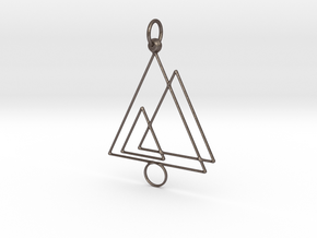 Triple triangle keychain in Polished Bronzed-Silver Steel