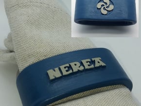NEREA 3D Napkin Ring with lauburu in White Natural Versatile Plastic