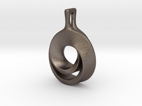 Möbius pendant in Polished Bronzed-Silver Steel: Extra Small