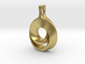 Möbius pendant in Natural Brass: Extra Small
