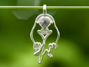 Wolf Moon Two Wolves in Love Necklace Pendant  in Polished Silver