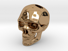 Realistic Human Skull (20mm H) - Pendant in Polished Brass