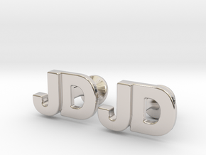 Monogram Cufflinks JD in Rhodium Plated Brass