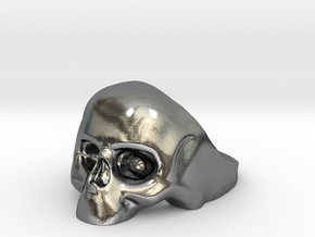 skull ring 7.5 in Polished Silver