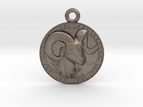 Aries-Zodiac-Medaillon in Polished Bronzed-Silver Steel