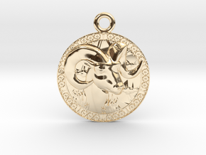 Aries-Zodiac-Medaillon in 14k Gold Plated Brass