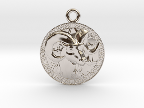 Aries-Zodiac-Medaillon in Rhodium Plated Brass