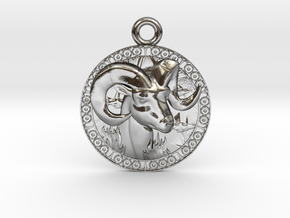 Aries-Zodiac-Medaillon in Polished Silver