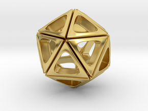 Icosahedron Pendant Type A in Polished Brass: Small