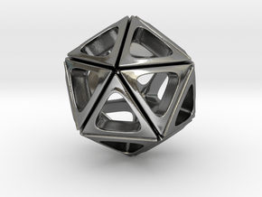 Icosahedron Pendant Type A in Polished Silver: Small