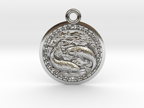 Zodiak Fish-Medaillon in Polished Silver