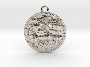 Sagittarius-Medaillon in Rhodium Plated Brass