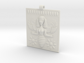 Etruscan Bee Goddess Pendant in White Natural Versatile Plastic
