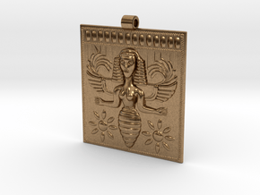 Etruscan Bee Goddess Pendant in Natural Brass