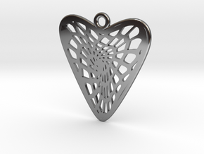 Voronoi Heart Earring (001b) in Fine Detail Polished Silver