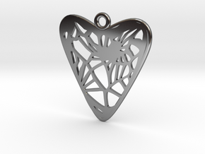 Voronoi Heart Earring (001c) in Fine Detail Polished Silver