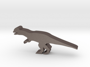 Dinosaur Island Meeple Dilophosaurus in Polished Bronzed-Silver Steel