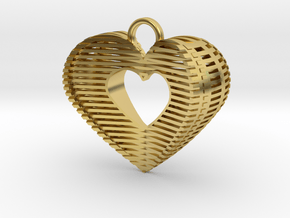 3D Hart Pendant in Polished Brass