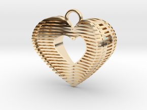 3D Hart Pendant in 14k Gold Plated Brass