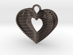 3D Hart Pendant in Polished Bronzed-Silver Steel