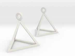 Tetrahedron Earrings in White Natural Versatile Plastic