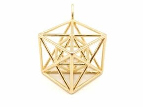 Metatron's Cube Pendant in 18k Gold Plated Brass: Small