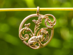 Butterfly cat garden Swedish jewelry in Polished Bronze