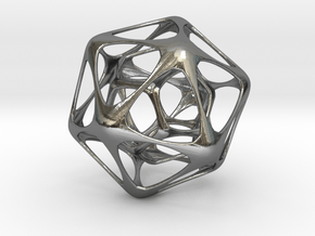 Icosahedron-dodecahedron Pendant - Yin in Polished Silver (Interlocking Parts)
