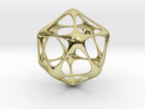 Icosahedron Pendant - Yin - Platonic Solids in 18k Gold Plated Brass