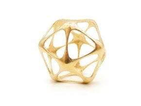 Icosahedron Pendant - Yin - Platonic Solids in Natural Brass