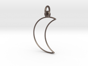 Moon Pendant - Keychain in Polished Bronzed-Silver Steel