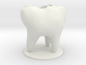 Tooth Toothbrush Holder in White Natural Versatile Plastic