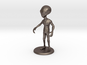 Area 51 "The Grey" Alien 4.25" Figure with Base in Polished Bronzed-Silver Steel