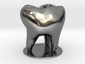 Tooth Toothbrush Holder in Fine Detail Polished Silver
