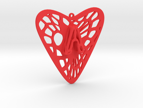 Voronoi Heart+A Earring (001) in Red Processed Versatile Plastic