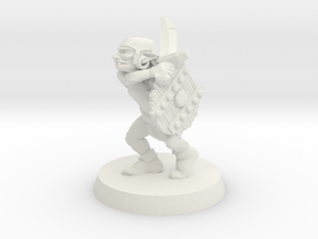Goblin with sabre and shield, 28mm scale in White Natural Versatile Plastic