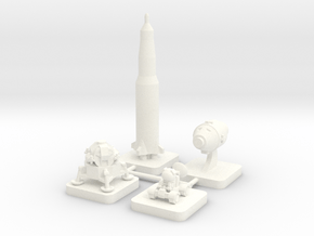 Mini Space Program, Apollo Program, 4-set in White Processed Versatile Plastic