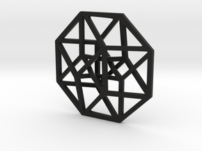 4D Hypercube (Tesseract) small 1.4" in Black Premium Versatile Plastic