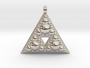 Fractal Pendant Order 3 in Rhodium Plated Brass