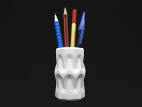 Curvilinear Pencil Holder in White Natural Versatile Plastic