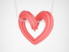 Heart Pendant Type A in Red Processed Versatile Plastic: Small
