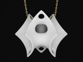 Batwing Surface Pendant in White Natural Versatile Plastic: Small