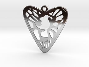 Voronoi Heart+Cartoon Earring (001) in Fine Detail Polished Silver